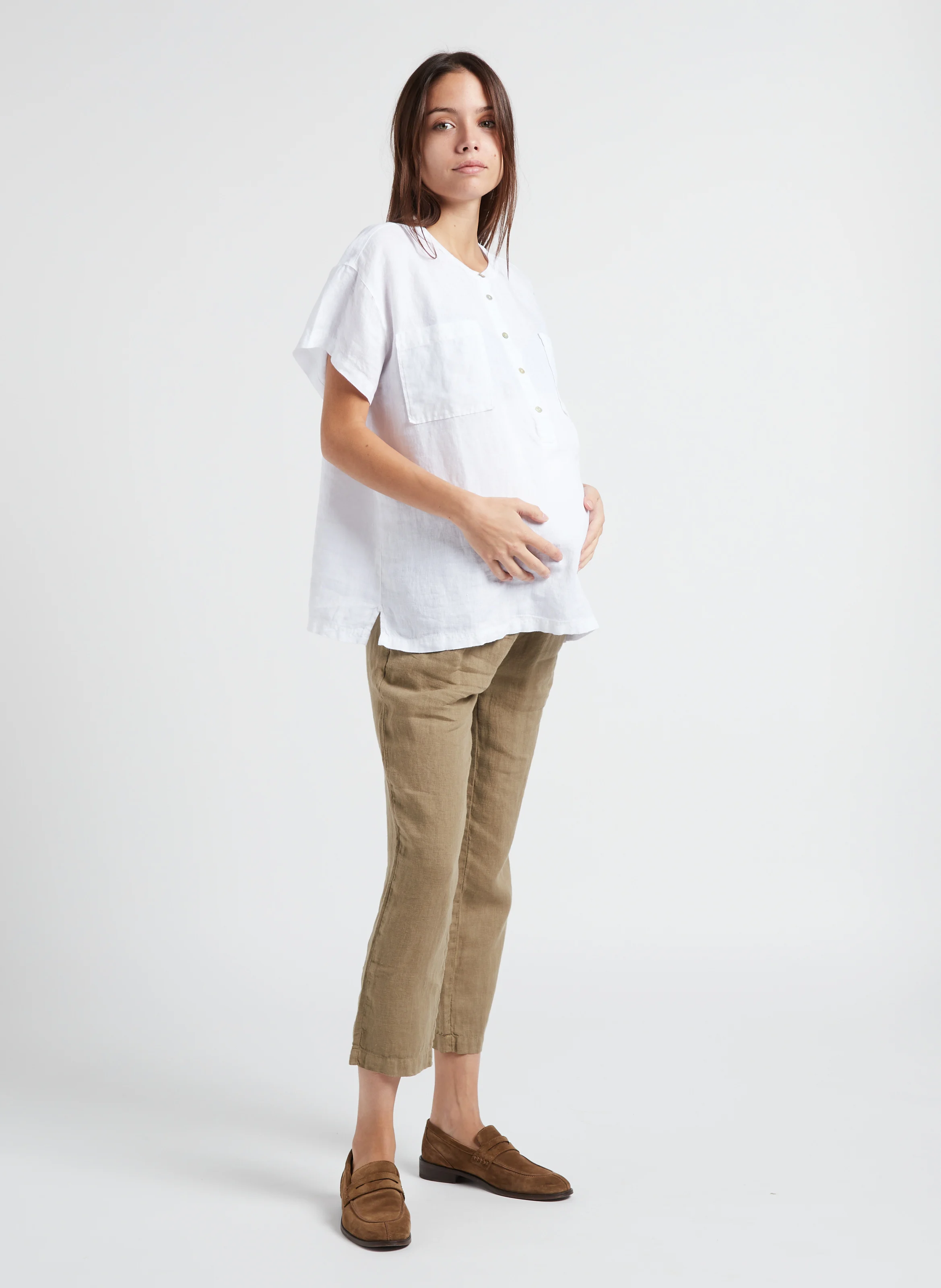 GEORGIA - Chemise de grossesse en lin| Blanc