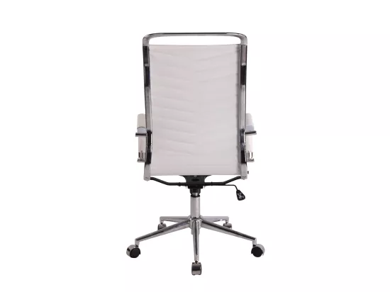 Chaise de bureau - Similicuir & Métal chromé - Blanc - Batley