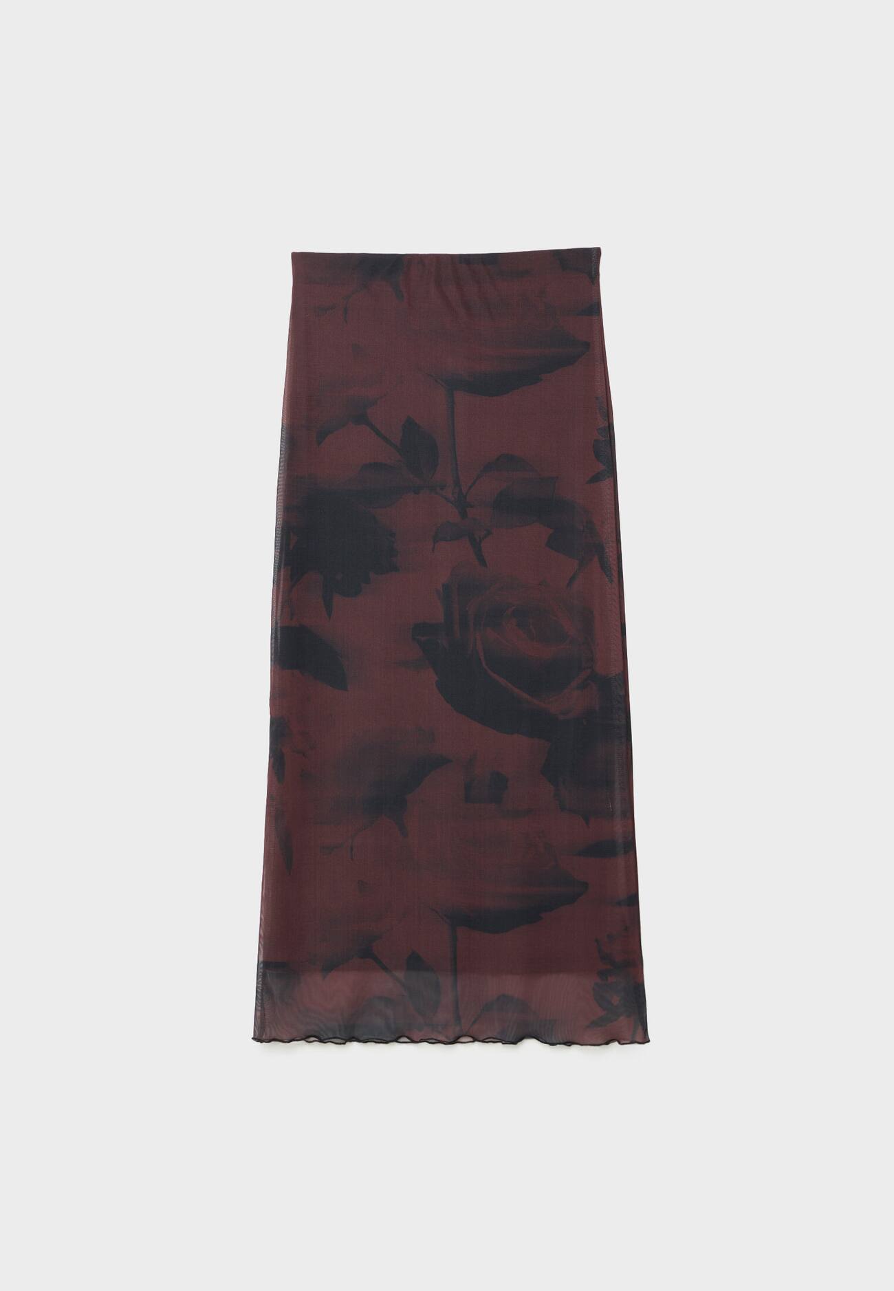 Saia midi de tule estampada