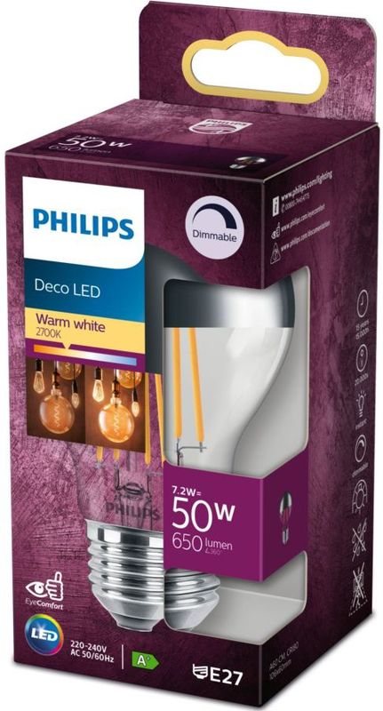 Philips - Led Classic A60 - Lamp - Dimbaar - Warmwit - E27