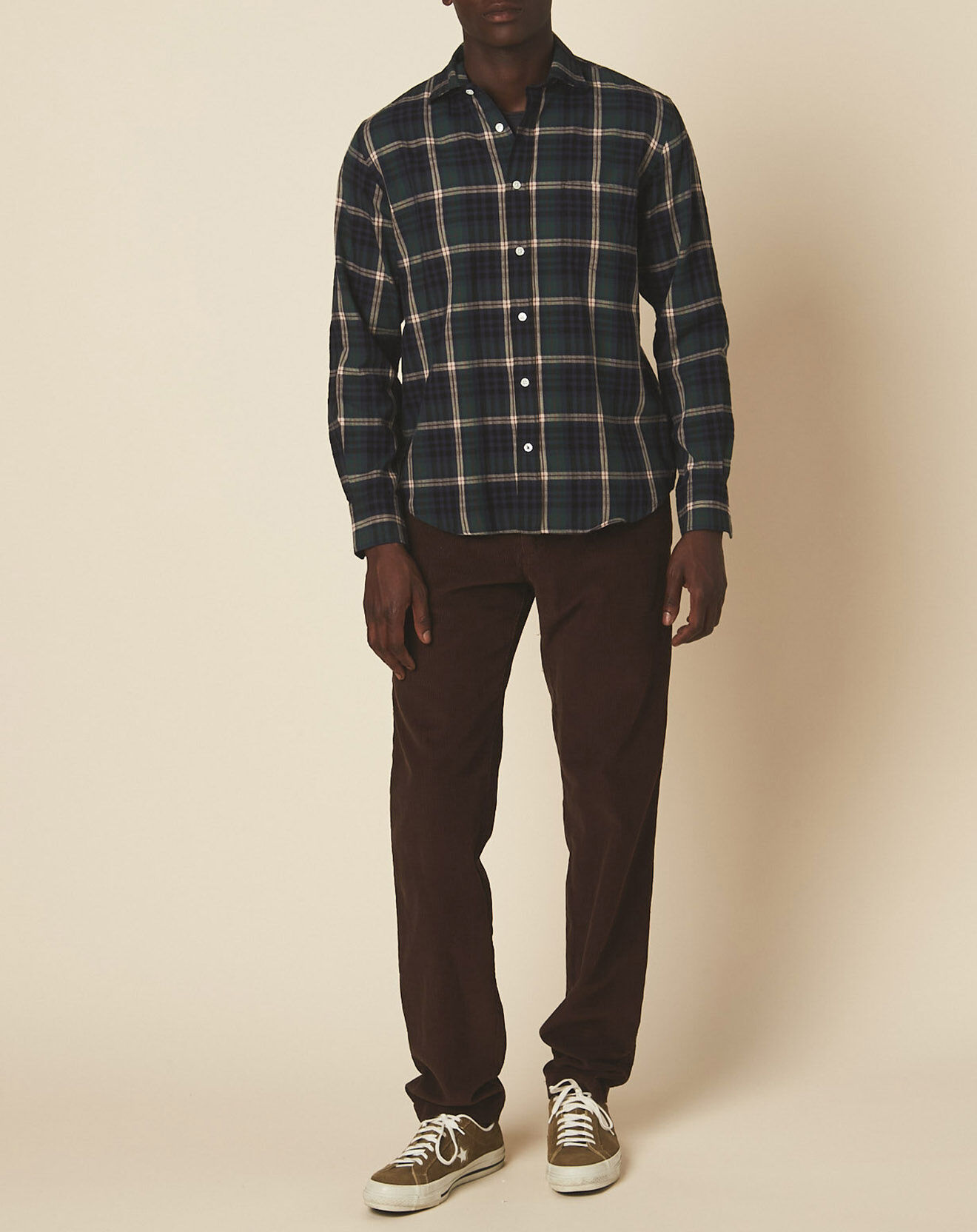 Hartford Chemise regular Paul à carreaux navy/indigo/vert
