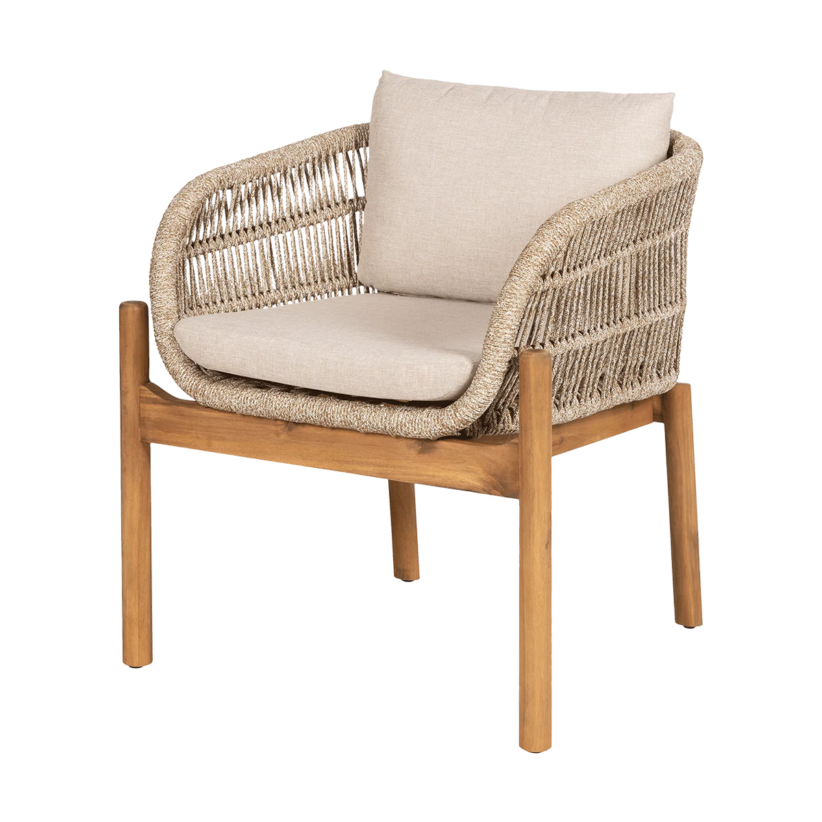 Houten tuinstoel Teresa - met zitkussens Beige