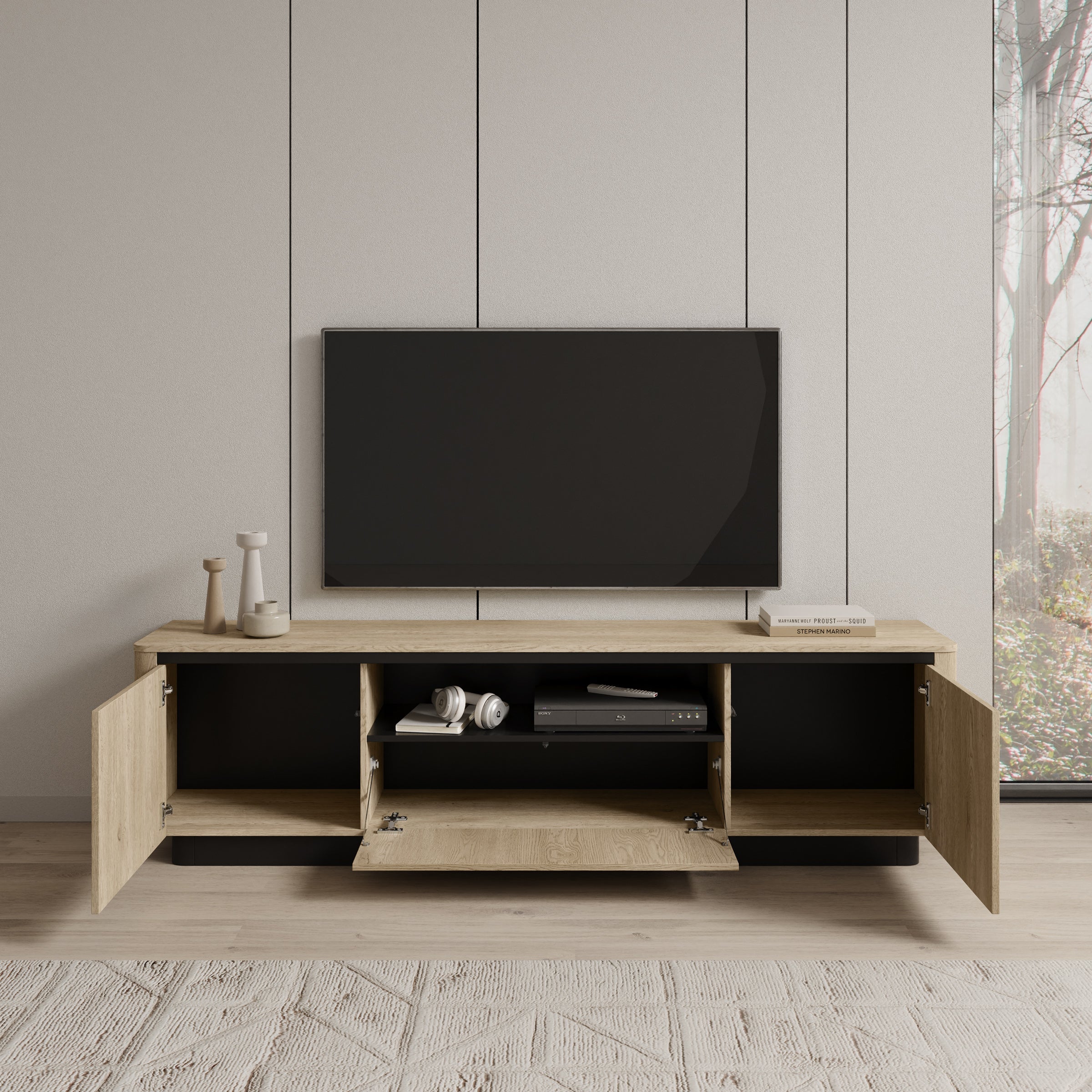 Meubella - Taywan - TV-Meubel - Eiken - 200 cm