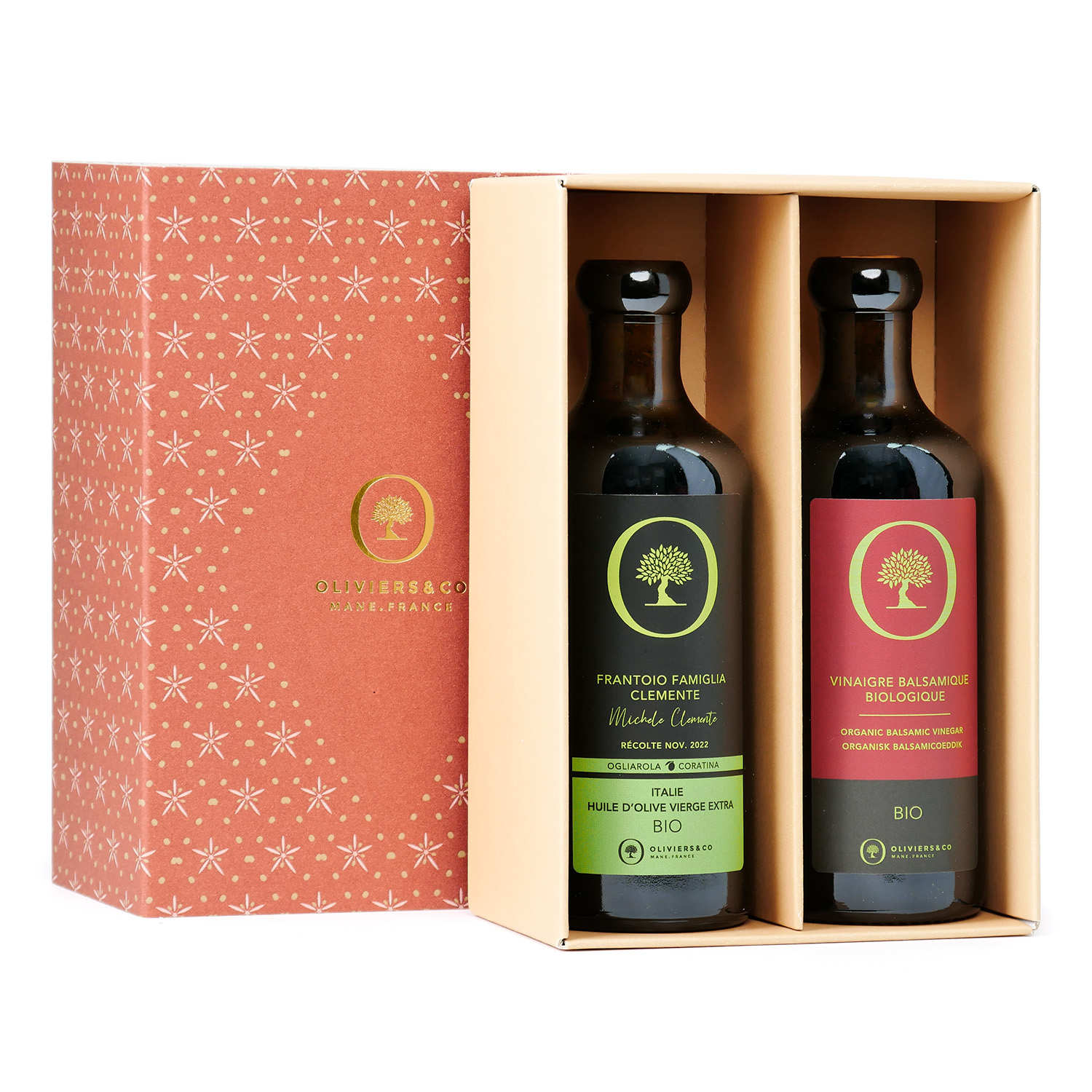Coffret cadeau Duo Bio : huile d'olive Italie et vinaigre balsamique - Oliviers & Co