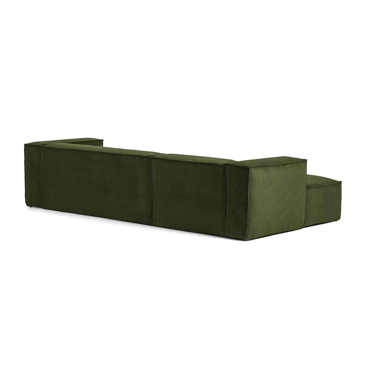 Kave Home Blok Chaise Longue Links - Rib - Donkergroen