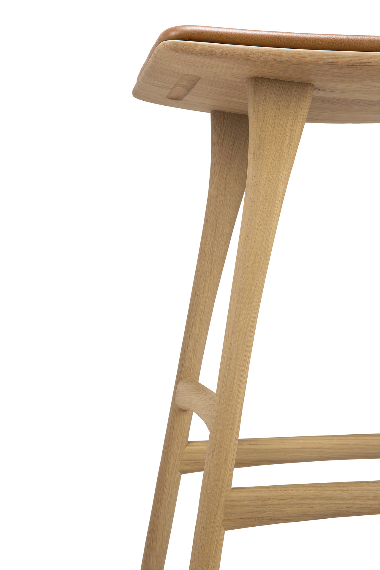 Osso hoge kruk 65 - eiken - cognac leer
