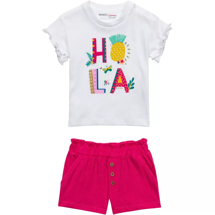 MINOTI T-Shirt und Shorts im Set WeißRosa