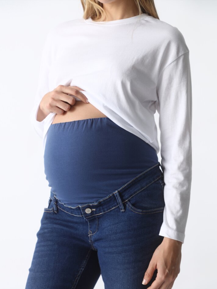 Calça jeans skinny para gestantes - Azul escuro