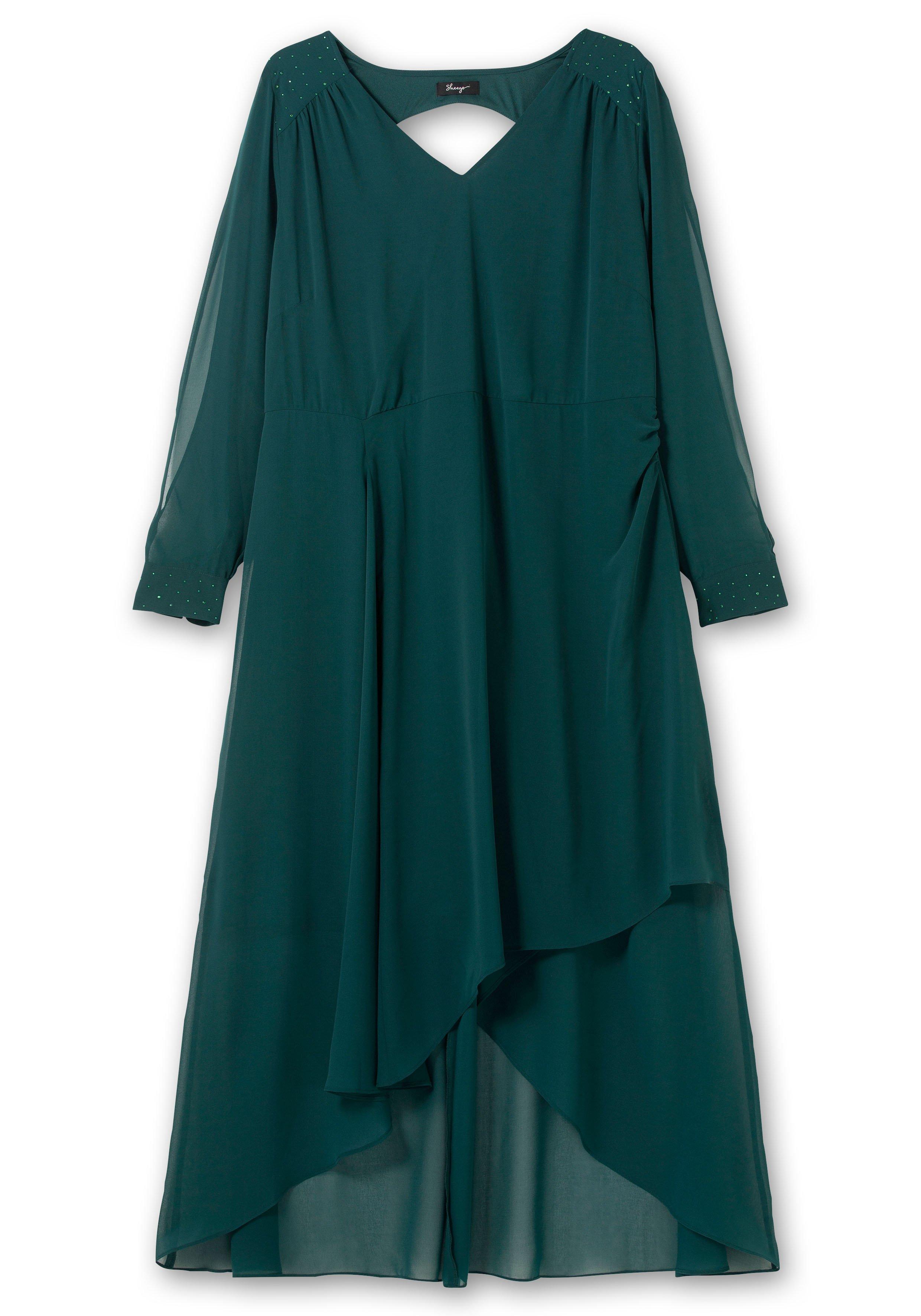 Chiffonkleid mit Cut-outs und Schmucksteinen