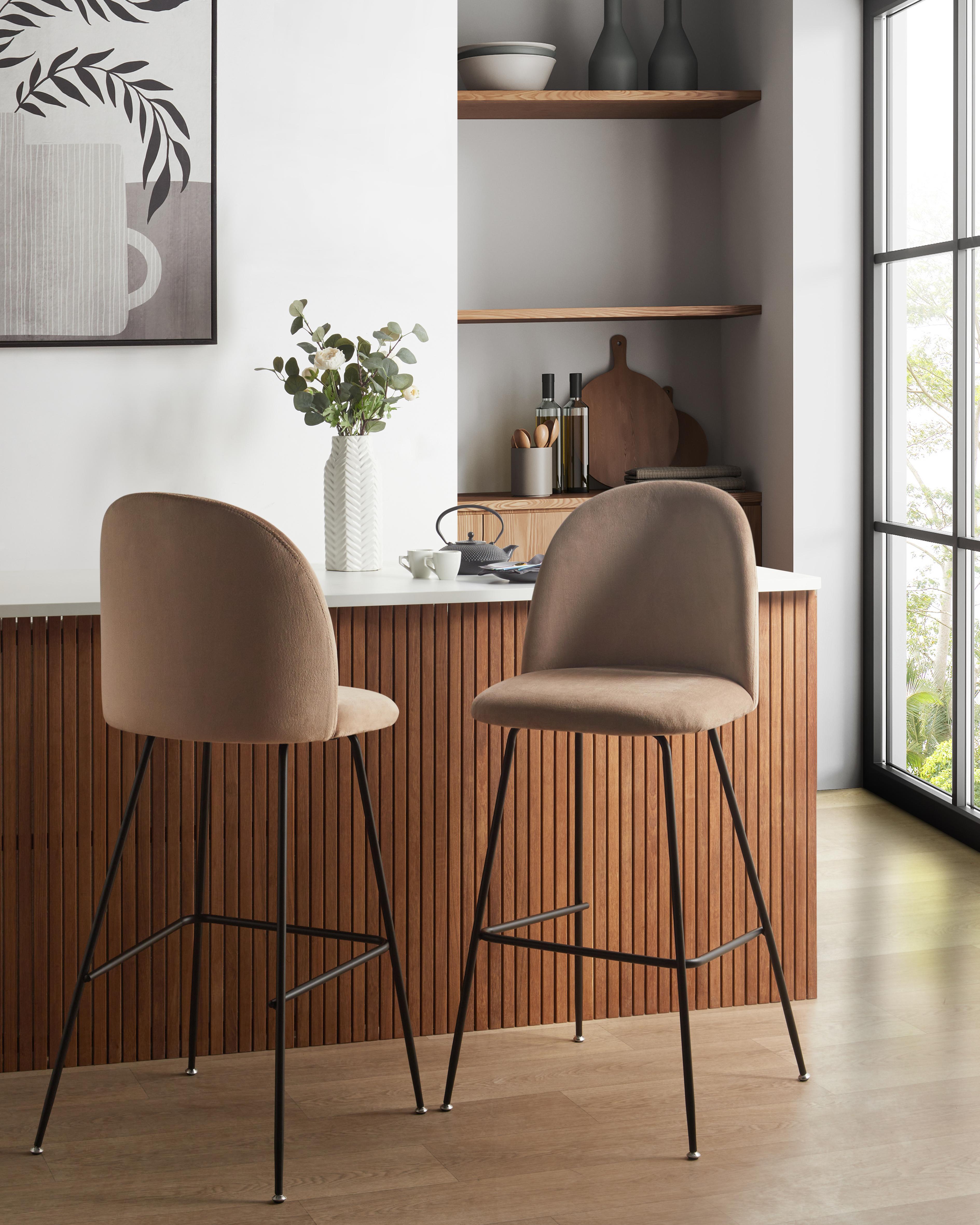 Set van 2 barstoelen ARCOLA Fluweel Taupe