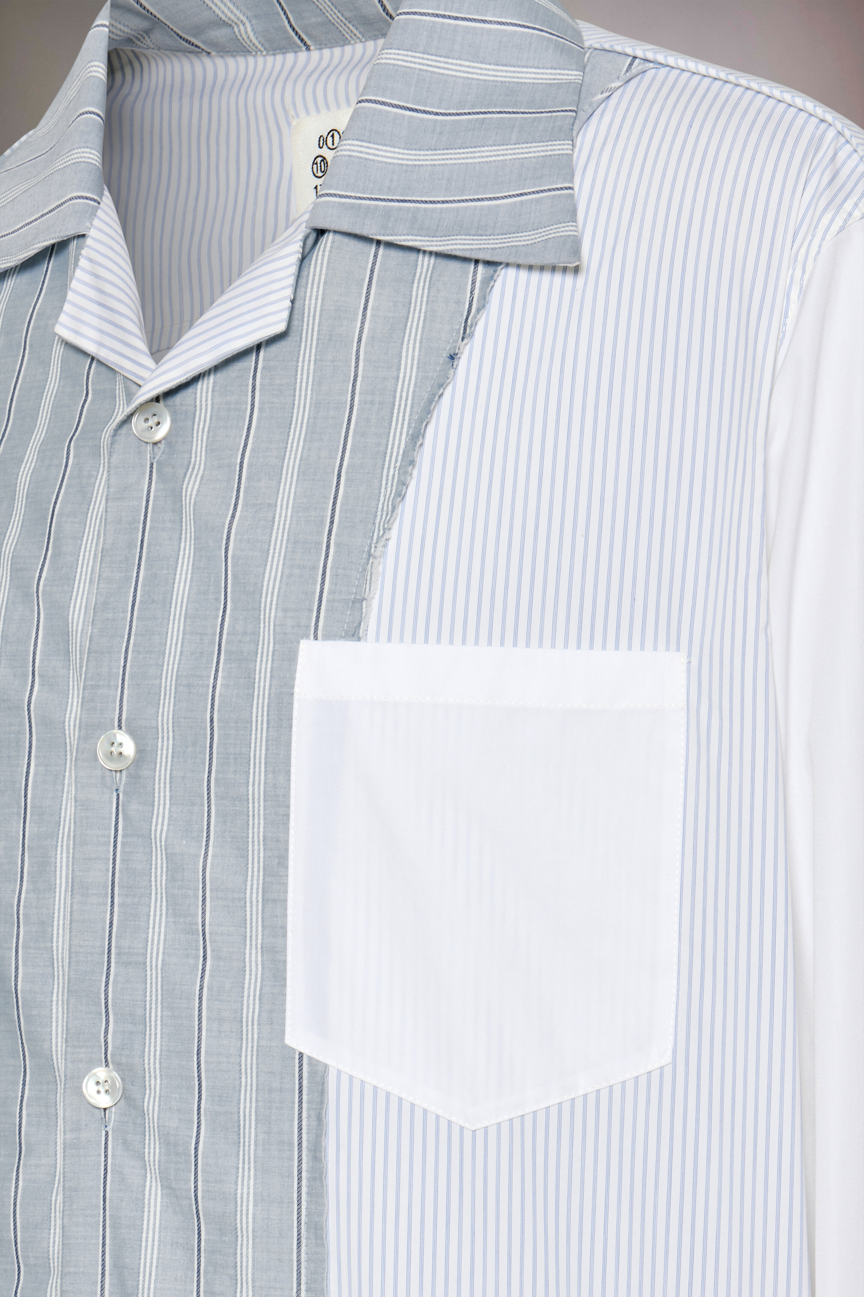 Chemise patchwork à fines rayures