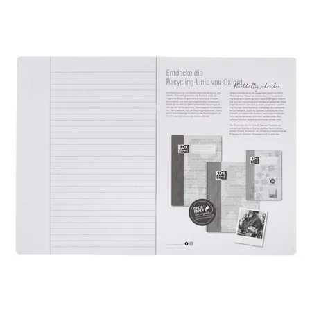 Oxford Recycling Schulheft A4, 16 Blatt, Lineatur 25 (liniert, weißer Rand rechts), 90 g/m², Optik Paper®