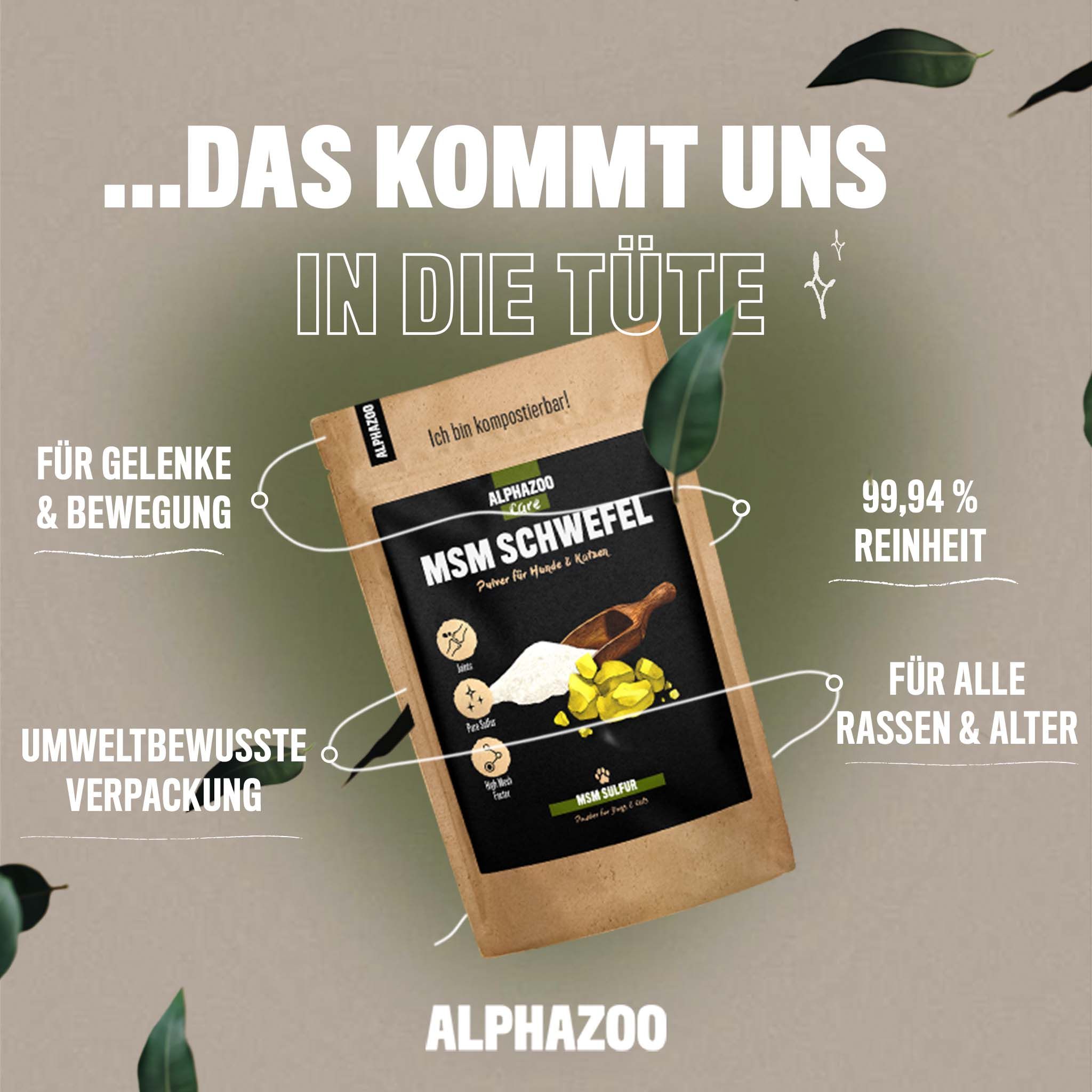 ALPHAZOO MSM Schwefel Pulver für Hunde und Katzen