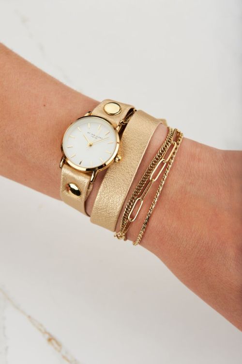 Metallic horloge met dubbele band