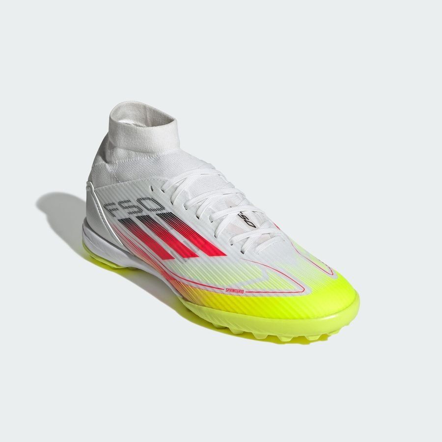 adidas F50 League Mid Turf Pure Victory - Blanc/Noir/Jaune