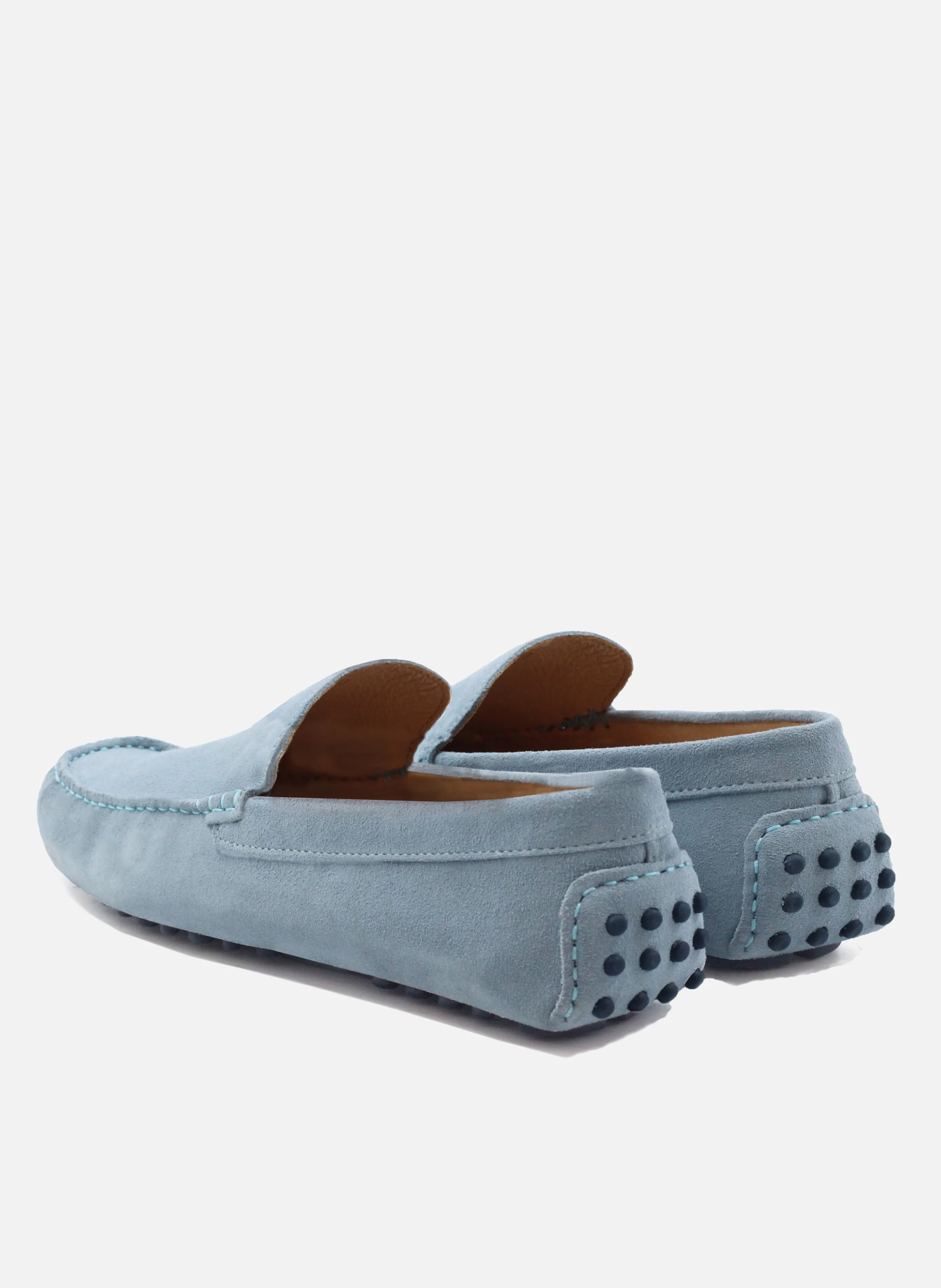 Mocassins picots doublés cuir daim | Bleu