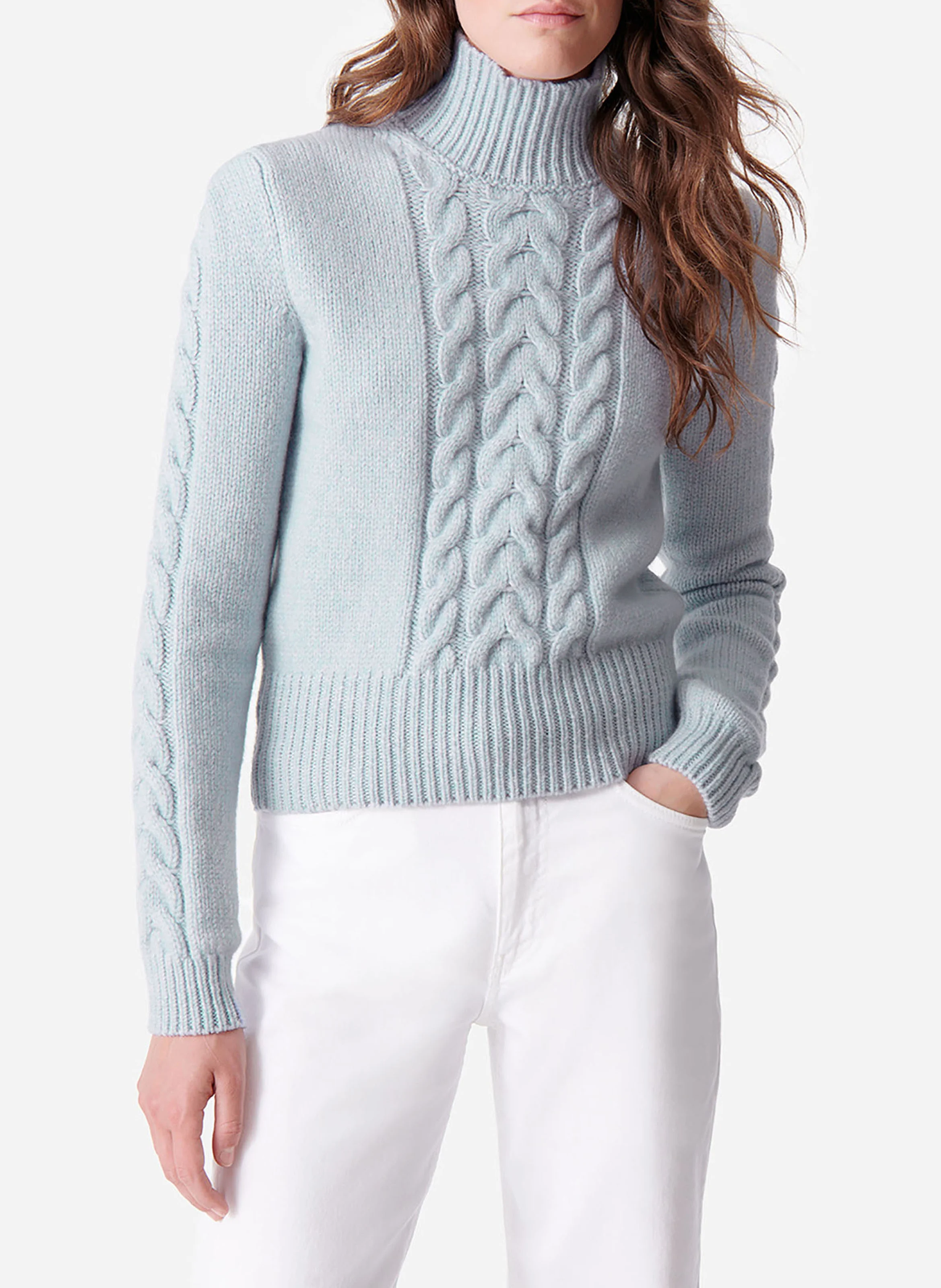 DABATHA - Pull droit en laine mélangée | Bleu