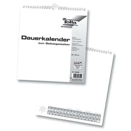 Folia Dauerkalender mit Spiralbindung, weiß