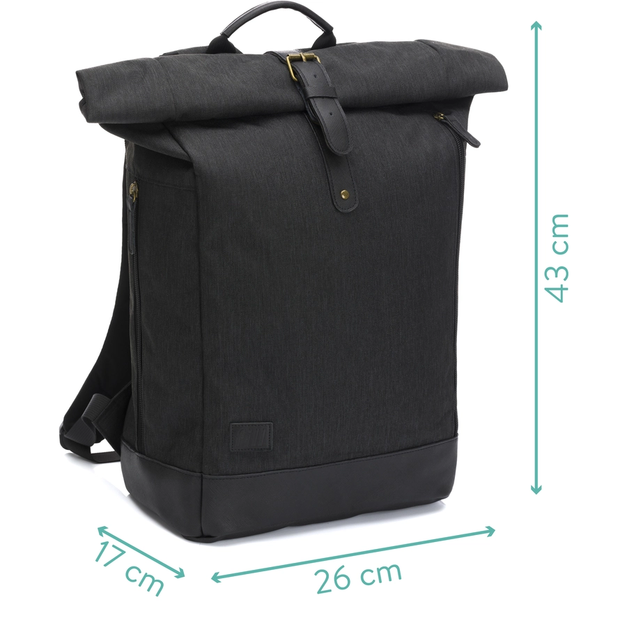 Fillikid Wickelrucksack Rolltop Berlin schwarz