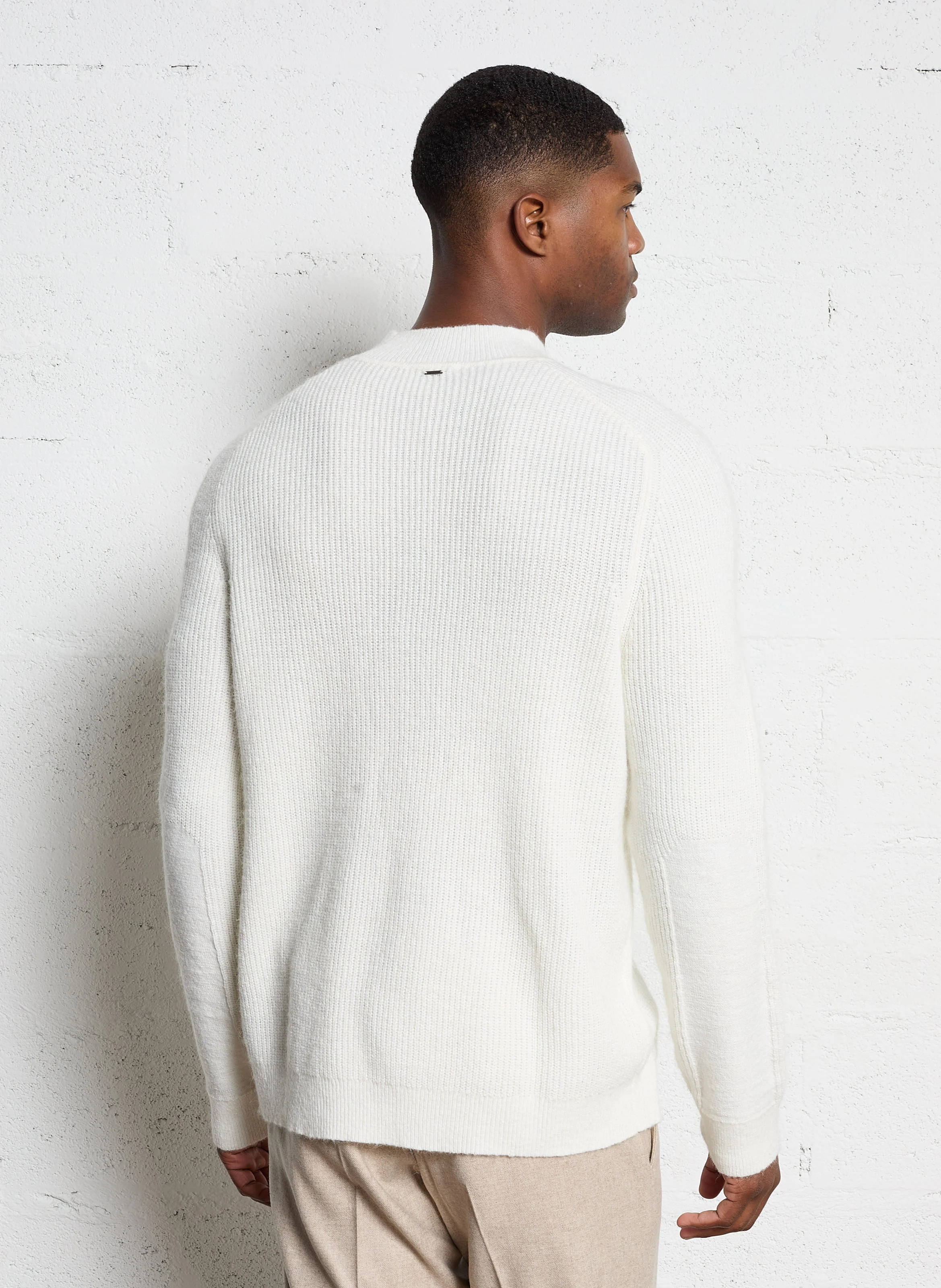 Pull regular tricot à col montant | Blanc