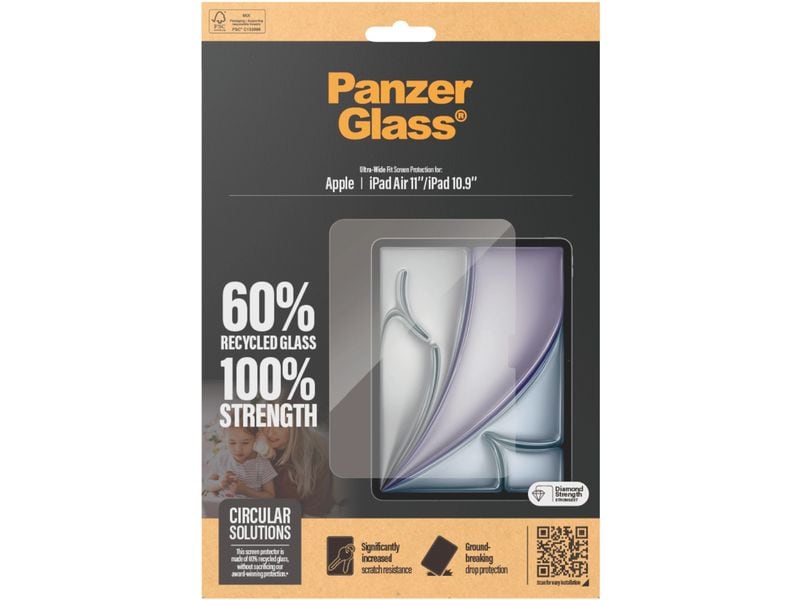 Panzerglass Ultra-Wide Fit iPad Air (2024) & iPad 10th Gen. Tablet Schutzfolie – Hergestellt aus 60% recyceltem Glas