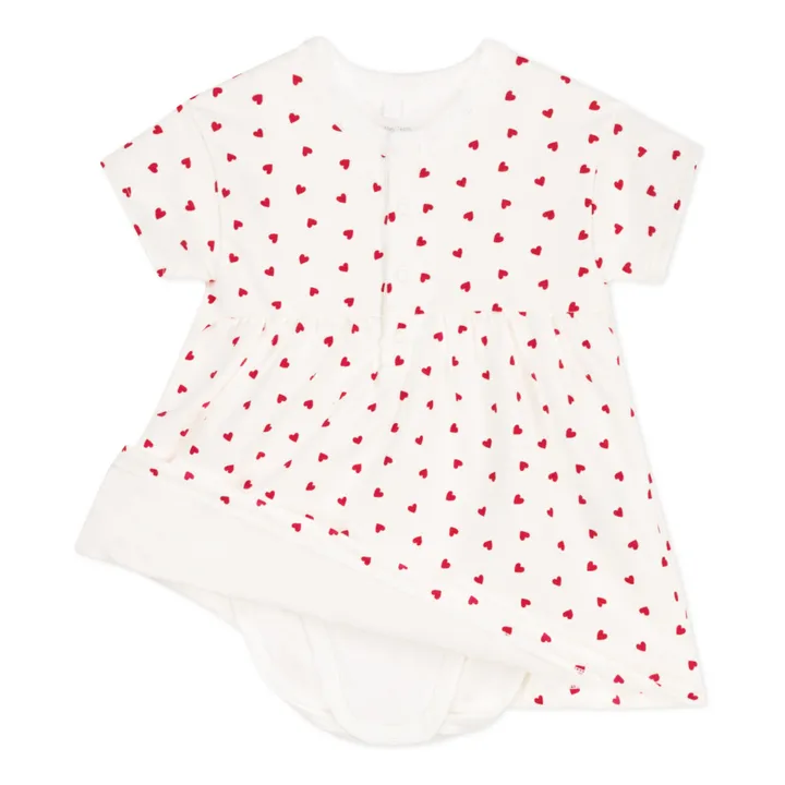Petit Bateau Robe en Molleton avec Body Intégré Coton Bio | Ecru