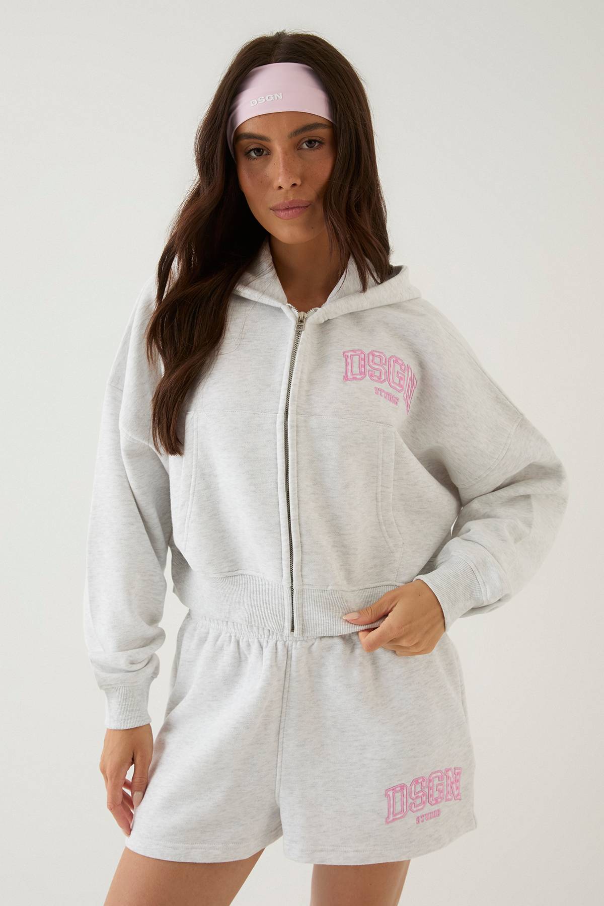 Sweat À Casynthétiqueche Court Boxy Zippé Avec Appliqué Vichy Dsgn Studio