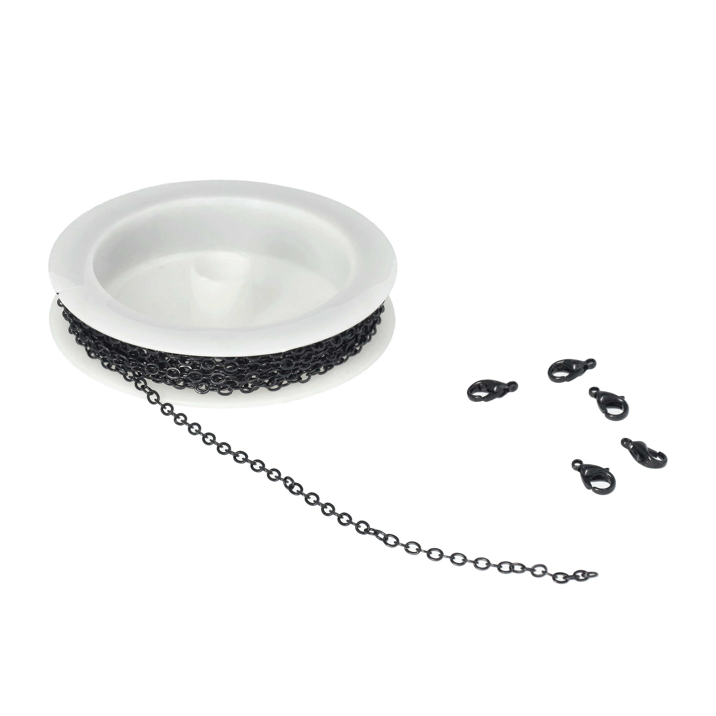 (3m) Legierung Kette DIY Schmuck Herstellungs Kit Halskette mit Verschlüssen   Biegeringen - Schwarz