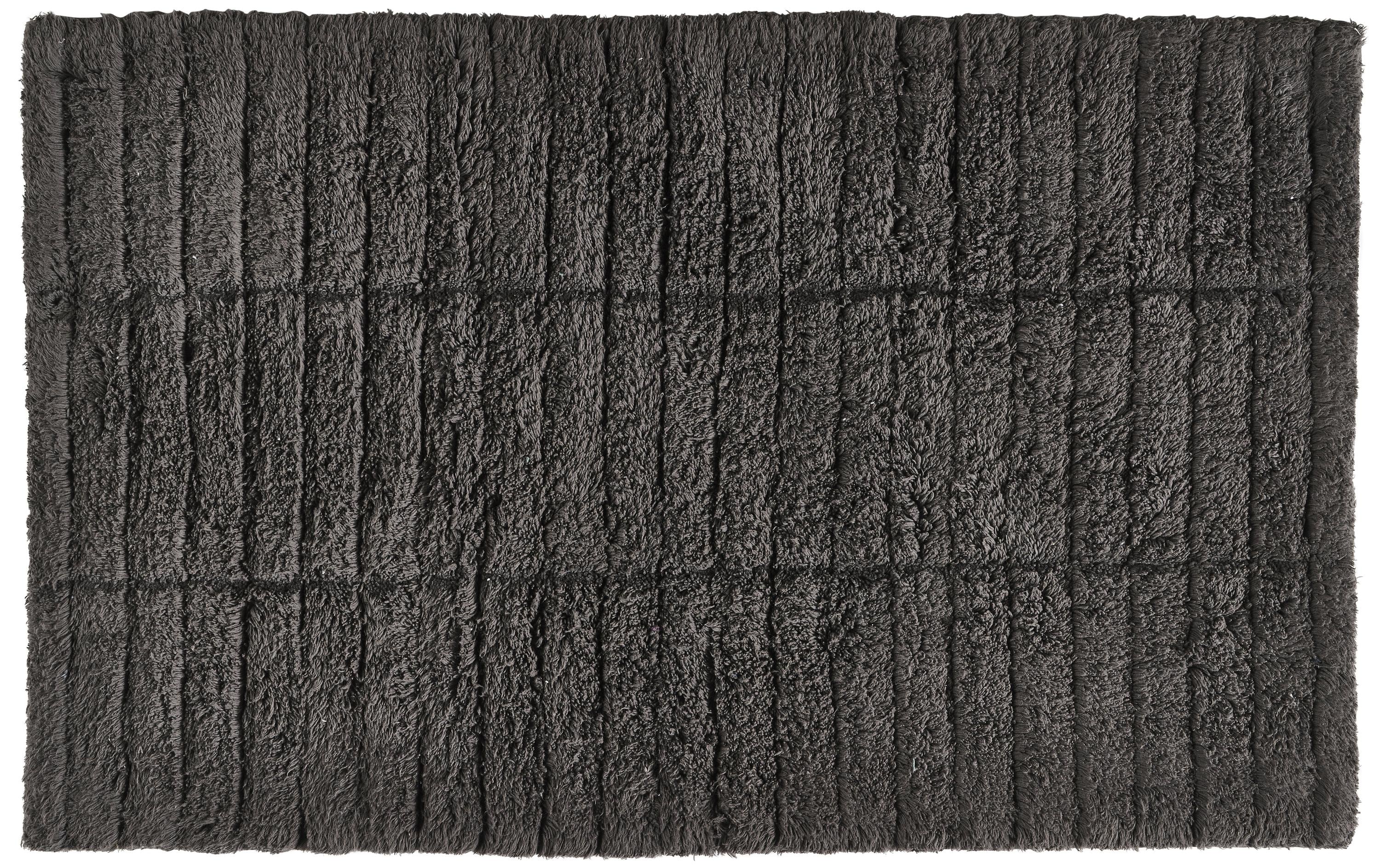 Badteppich Tiles 50 x 80 cm, AnthrazitRutschfester Duschteppich aus 100% Baumwolle