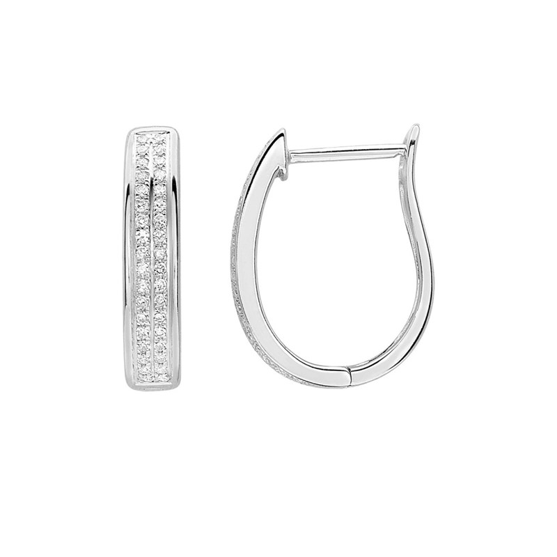 Créoles Femme - Or 18 Carats - Diamant 0,18 Carats