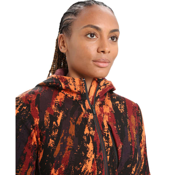 Veste polaire randonnée ICEBREAKER W QUANTUM III LS ZIP HOODIE SEDIMENTARY CHERRY/FLASH/BLACK/AOP