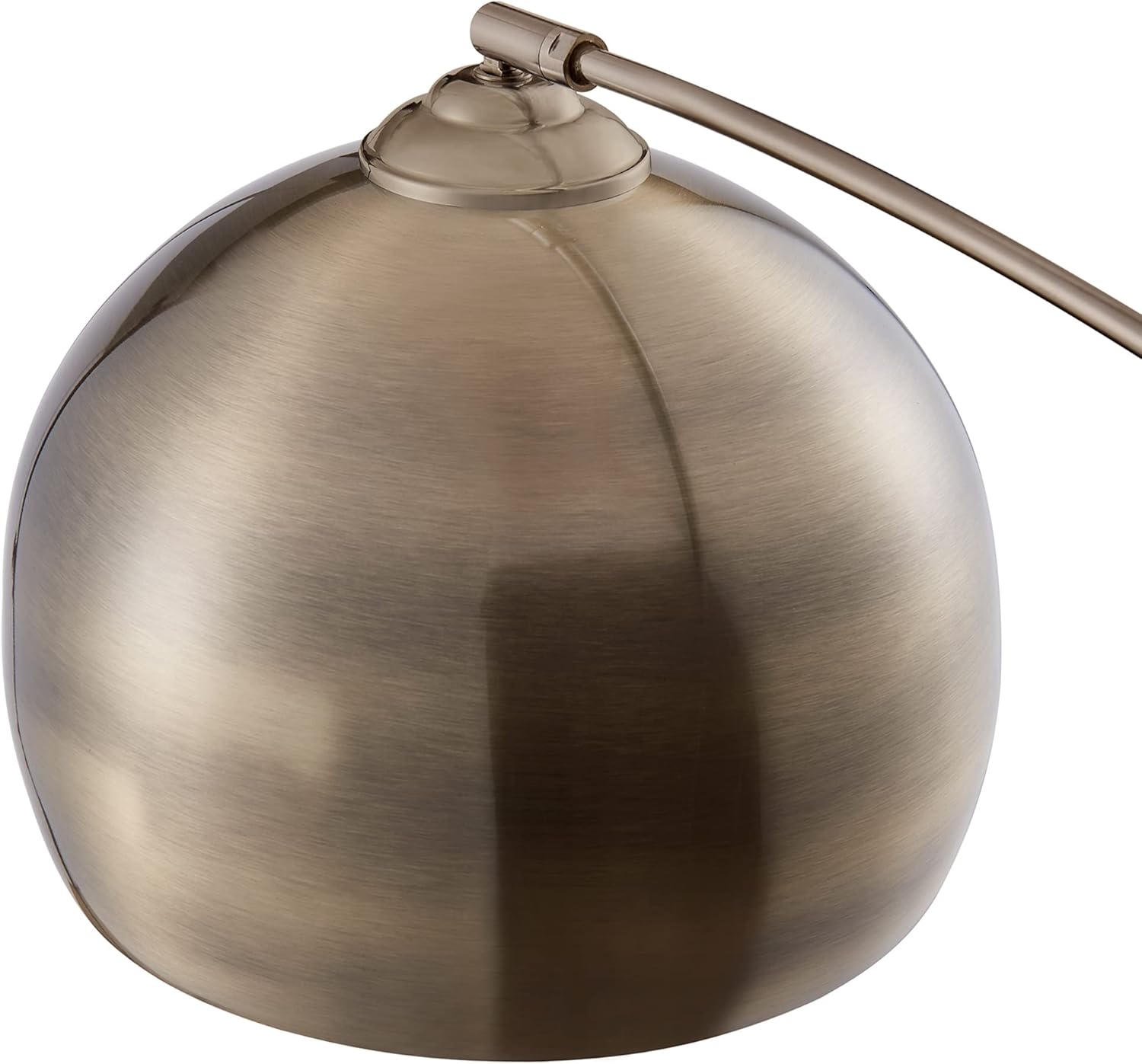 Teamson Home Arquer Gewölbt Gebogen Stehende LED-Stehlampe mit Glockenschirm und Marmorsockel, Moderne Beleuchtung in Antikem Messing für Wohnzimmer oder Esszimmer, Schwarz