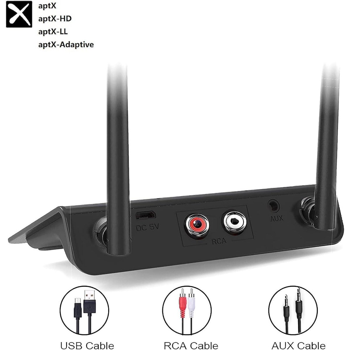 NÖRDIC Bluetooth 5.2 trådløs sender og mottaker DAC Qualcomm aptX Adaptive aptX HD 3,5 mm AUX RCA