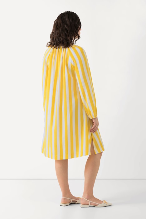 Kleid, Streifen, A-Linie, V-Ausschnitt, Langarm