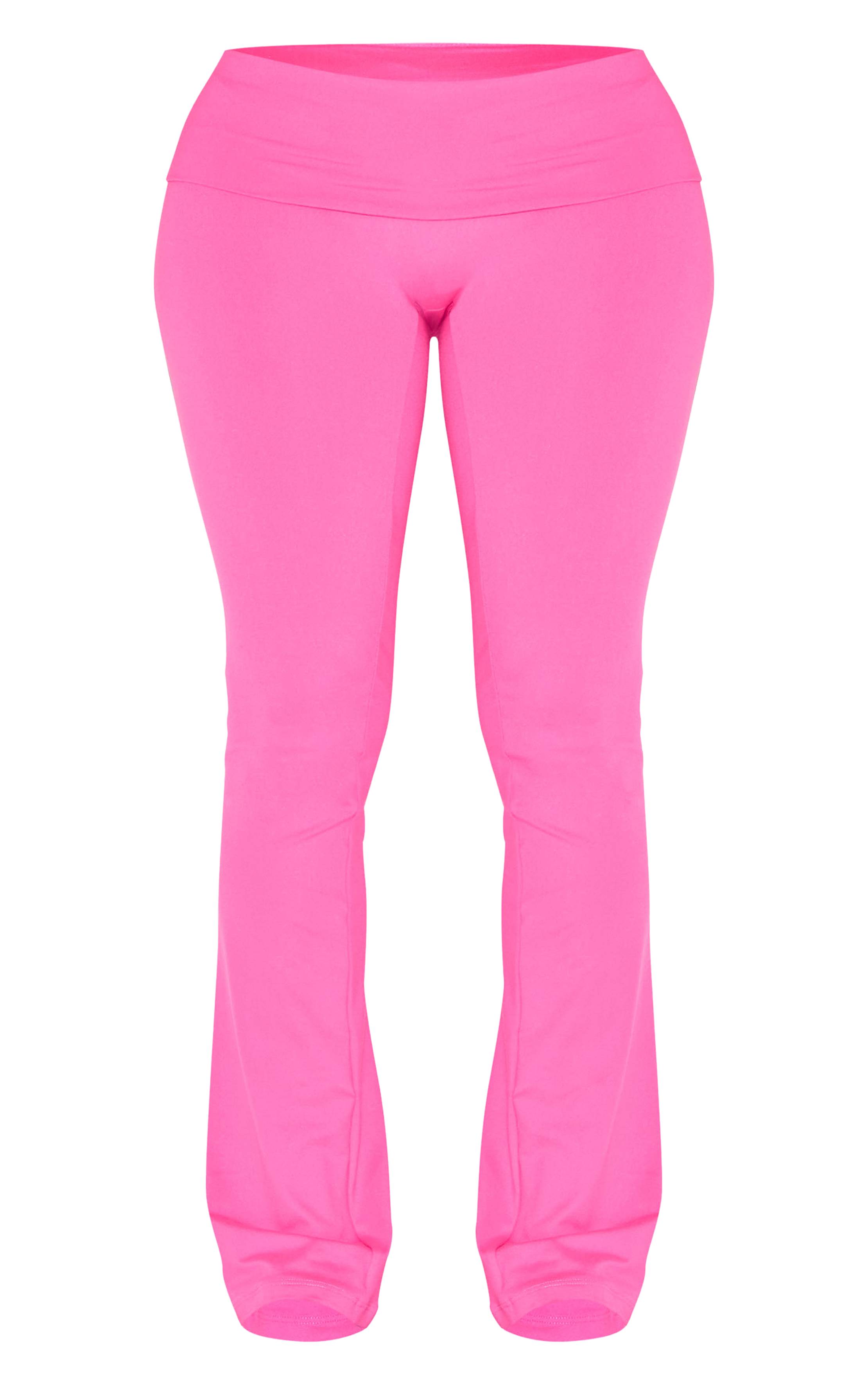 Rose Vif Pantalon Évasé Taille Haute Sculptant À Rabat Shape Stretch