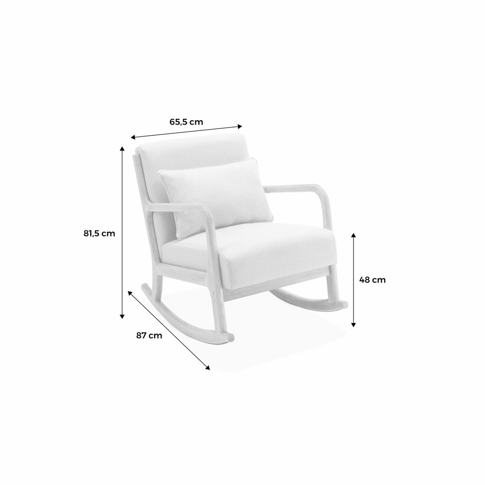 Fauteuil à bascule design en bois et tissu. 1 place. Rocking chair scandinave. Bleu