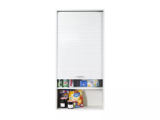 Armoire de cuisine large à rideau blanc Couna L 60 x H 124cm