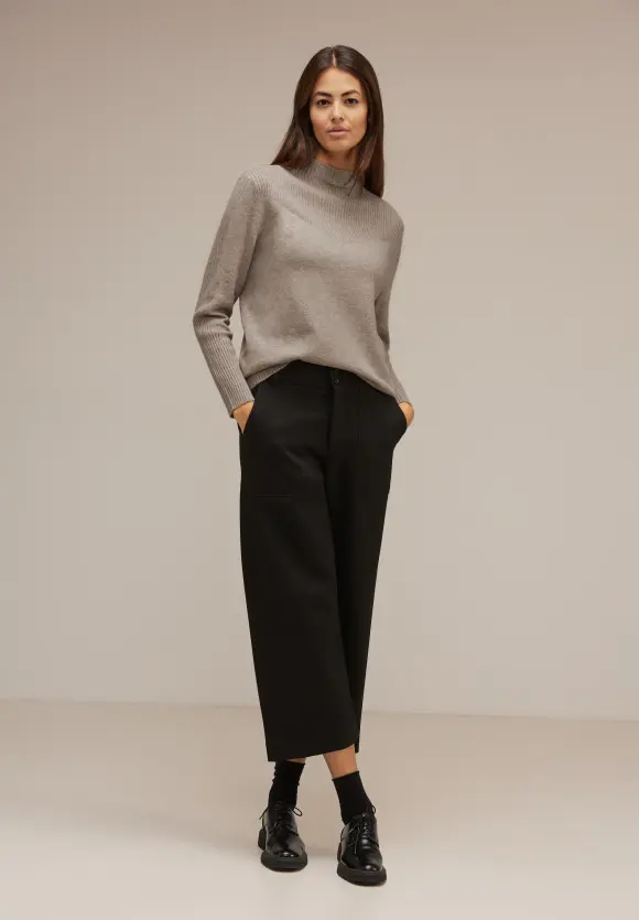 Pullover mit Rippstrick - whisper mocca melange