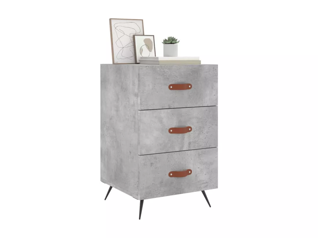 Table de chevet gris béton 40x40x66 cm bois d'ingénierie