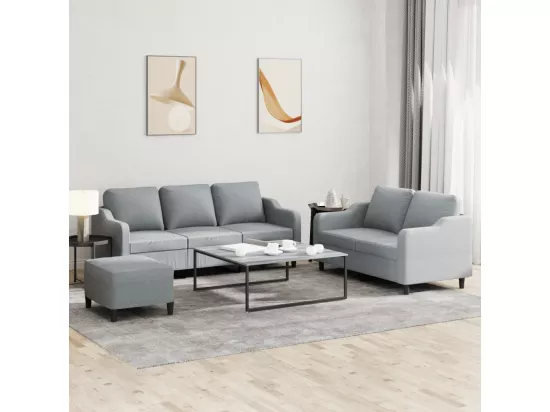 Ensemble de canapés 3 pièces avec coussins Gris clair Tissu