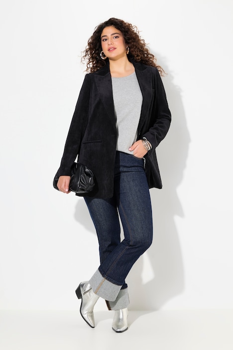 Jeans Mary, weites Bein, Saumumschlag, Stretchdenim