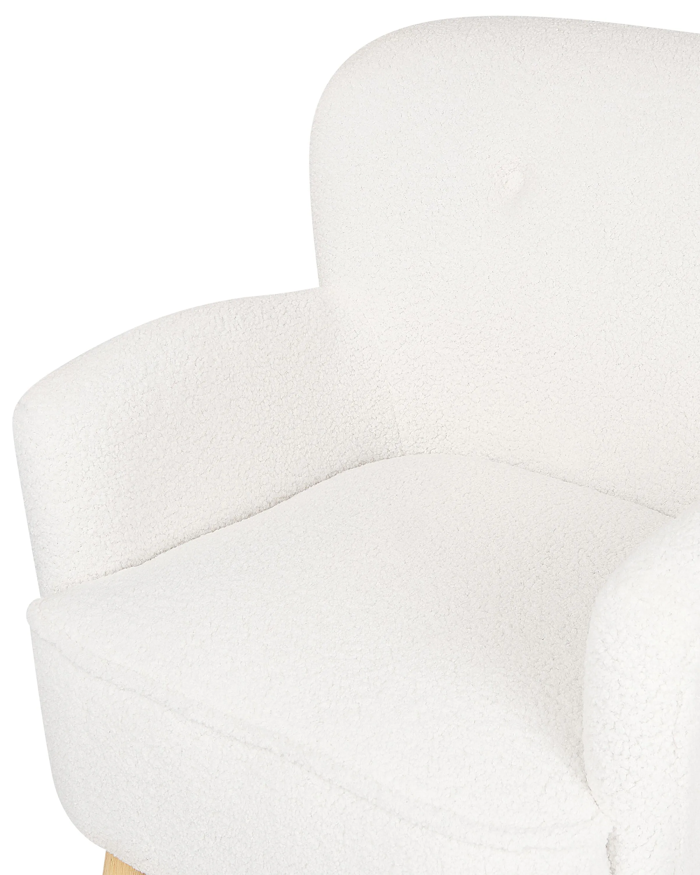 Fauteuil TUMBA met voetenbank Bouclé Wit