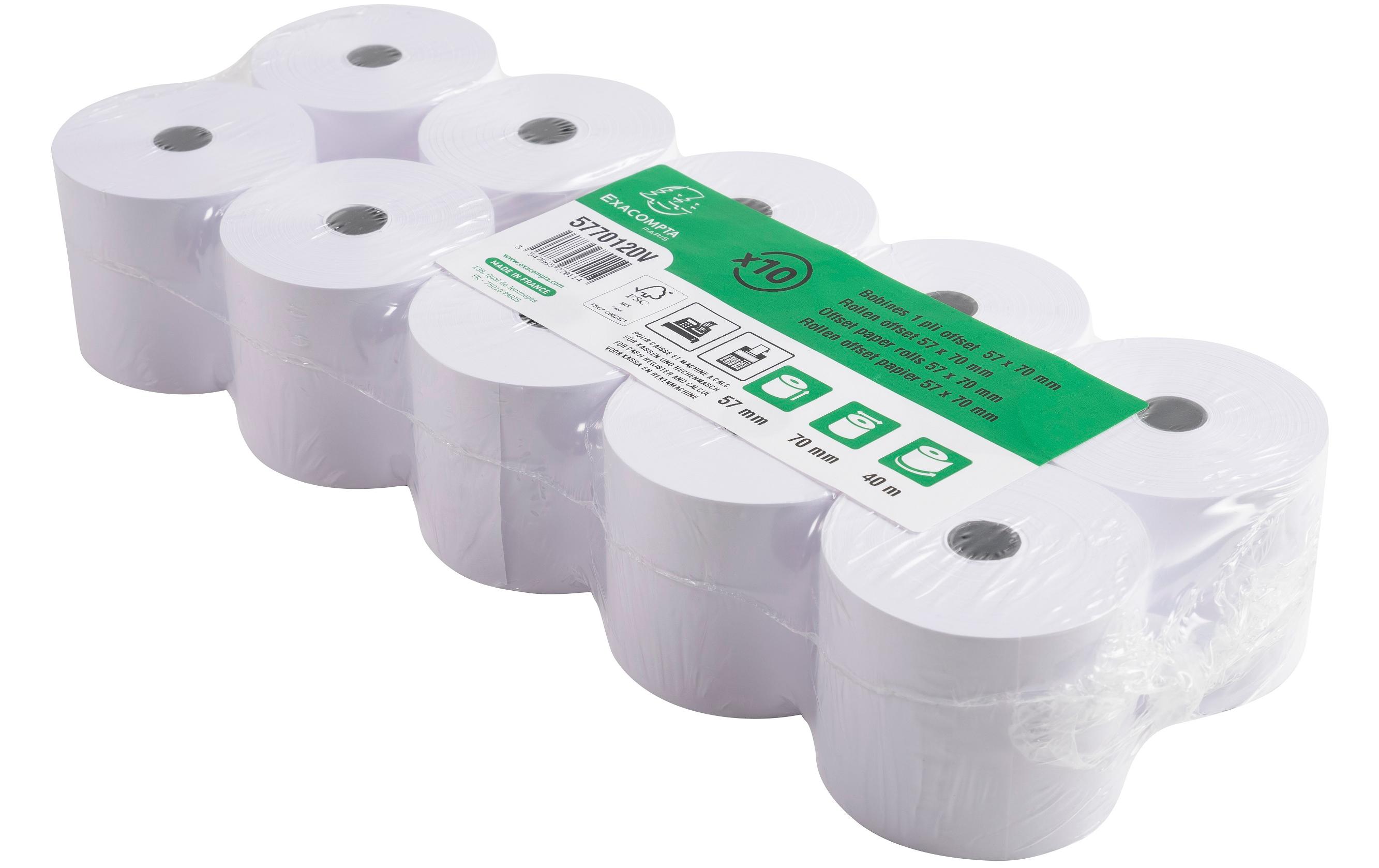 Papierrolle 57 mm Extra Weiss, 10 StückAdditions-, und Kassenrollen