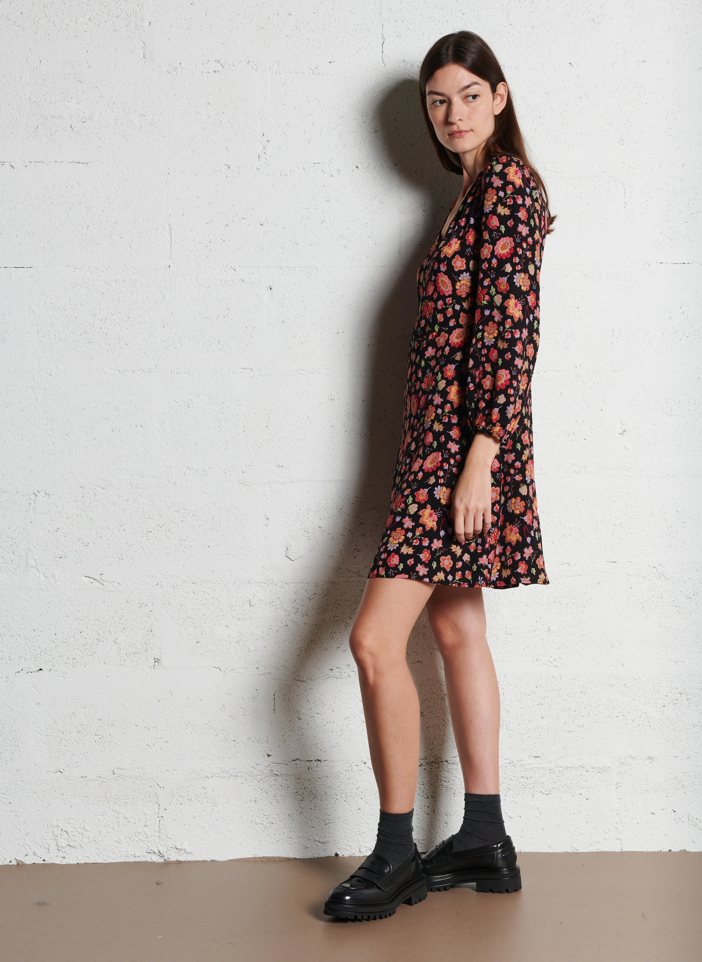 ELIOTA - Robe courte boutonnée à imprimé floral | Multicolore
