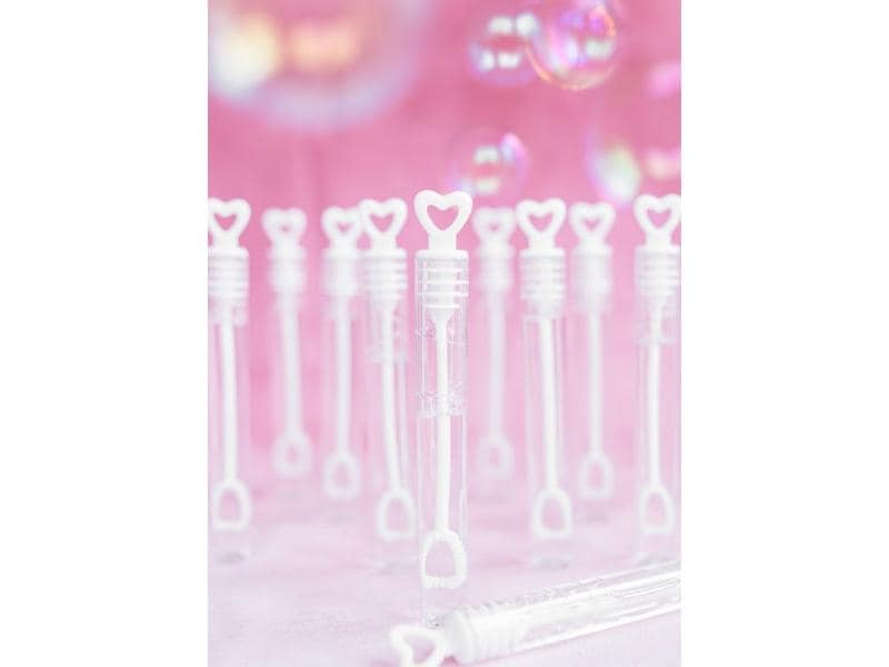 Partydeco Partyaccessoire Seifenblasen Herz, Weiss, 48 Stüc Hochzeitsaccessoire für romantische Stimmung auf der Hochzeit