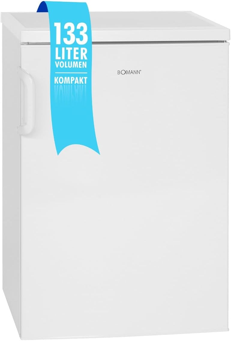 Bomann Réfrigérateur 133L blanc VS2195-1-blanc, Capacité nette : 133 litres, Éclairage intérieur à DEL, Contrôle de la température en continu, 3 clayettes en verre