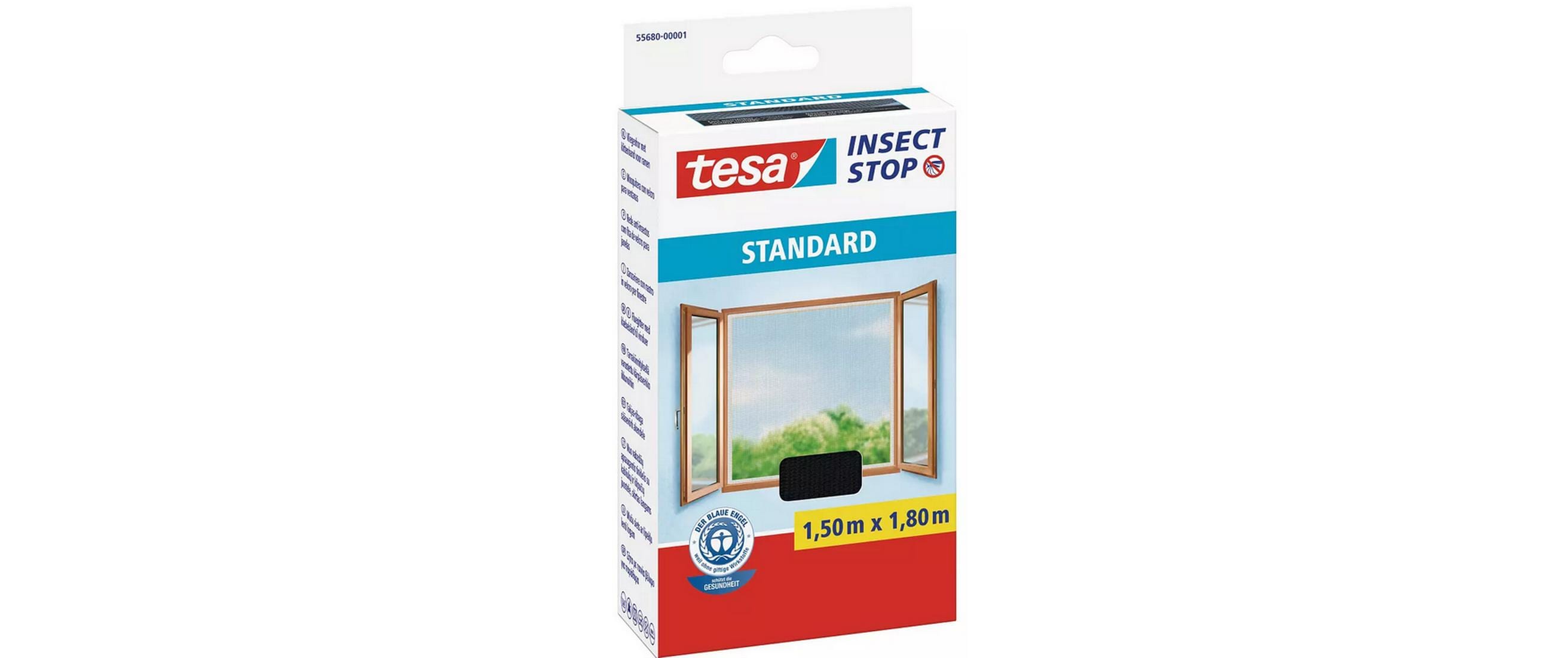 Fliegengitter -Set Standard, 2x 1.5 m x 1.8 m, AnthrazitZuschneidbarer Insektenschutz Insect Stop ohne Bohren für Fenster, 2er-Pack