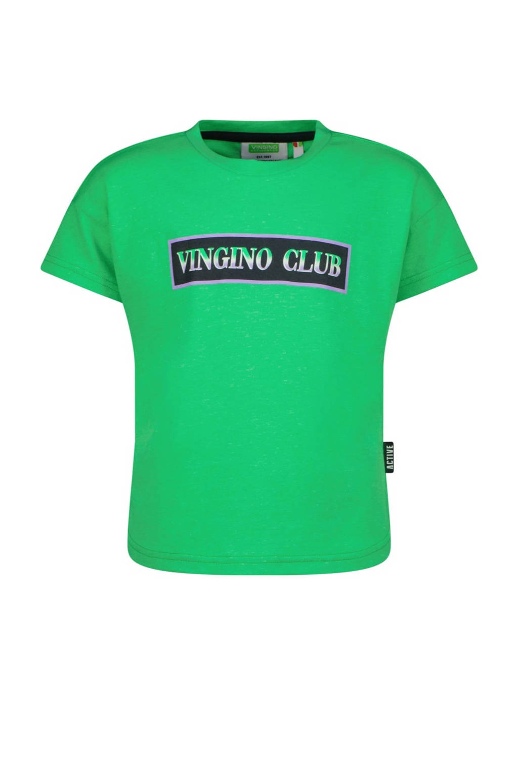 Vingino T-shirt Hailey met printopdruk neon groen