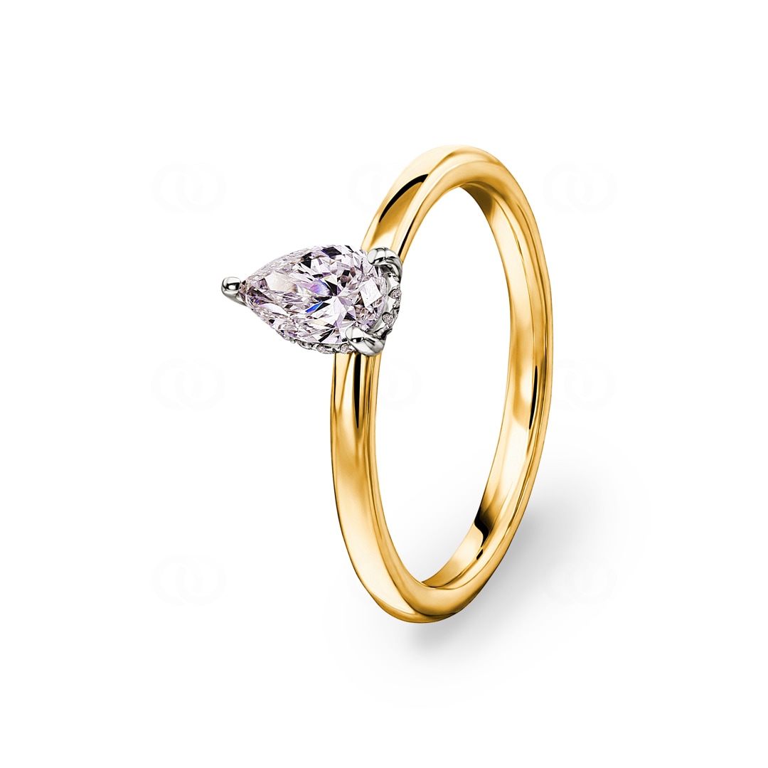 0.55ct Tropfen Solitärring 750/18 K Gelbgold