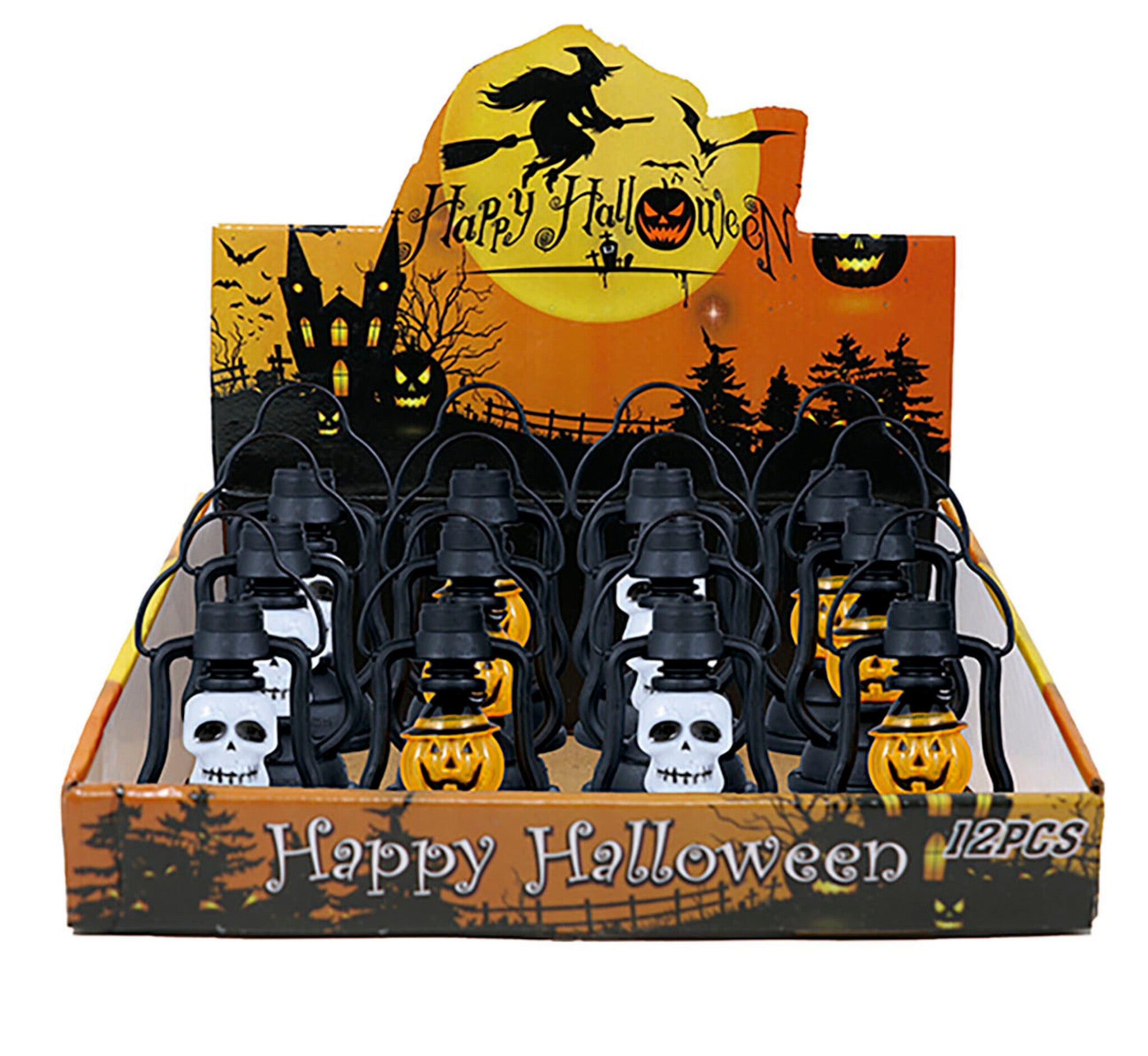 Zwart Oranje Halloween Tafeldecoratie Pompoen Lantaarn 10cm